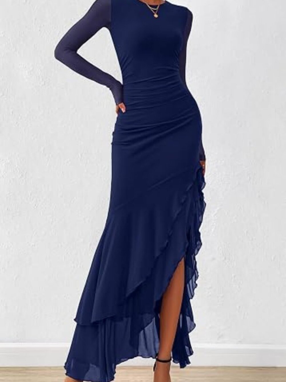 Women's Maxi Dresses Fall 2026 Long Sleeve Wedding Guest Dress